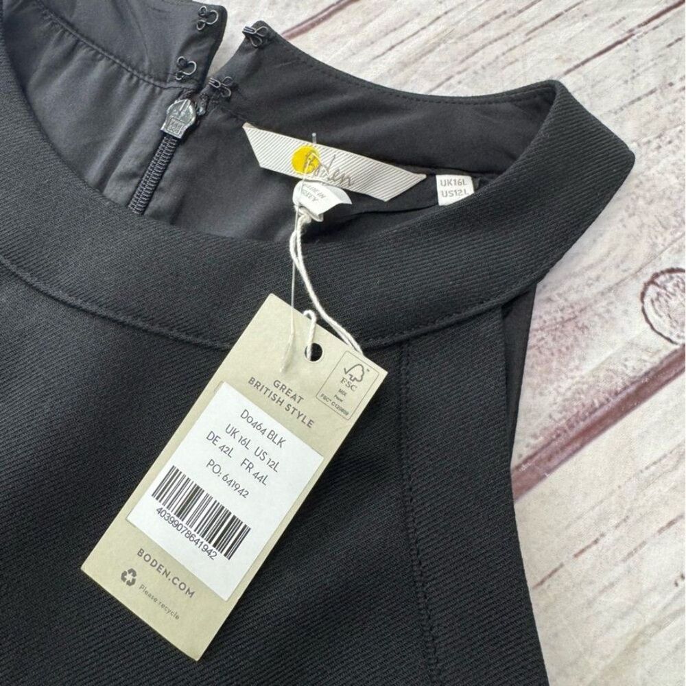Boden Wool Blend Knee Length Sleeveless Dress Black Size 12 NEW - Picture 7 of 8